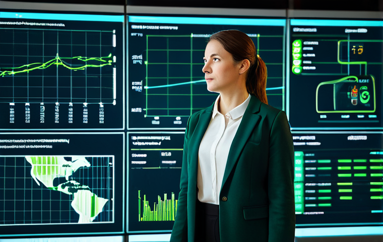 A professional urban planner, a woman in a modest business blazer and trousers, stands confidently in a sleek, modern smart city control room. She is looking at a large, interactive transparent display showing real-time data visualizations of green energy grids and optimized public transportation routes. The room is filled with soft, ambient light and subtle holographic interfaces. Professional photography, high resolution, realistic rendering, perfect anatomy, correct proportions, natural pose, well-formed hands, proper finger count, natural body proportions. Fully clothed, modest clothing, appropriate attire, professional dress, safe for work, appropriate content, family-friendly.